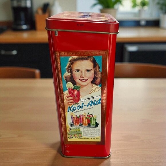 Vintage Kool-Aid Metal Tin Can Container Collectable Canister Empty - Picture 2 of 6